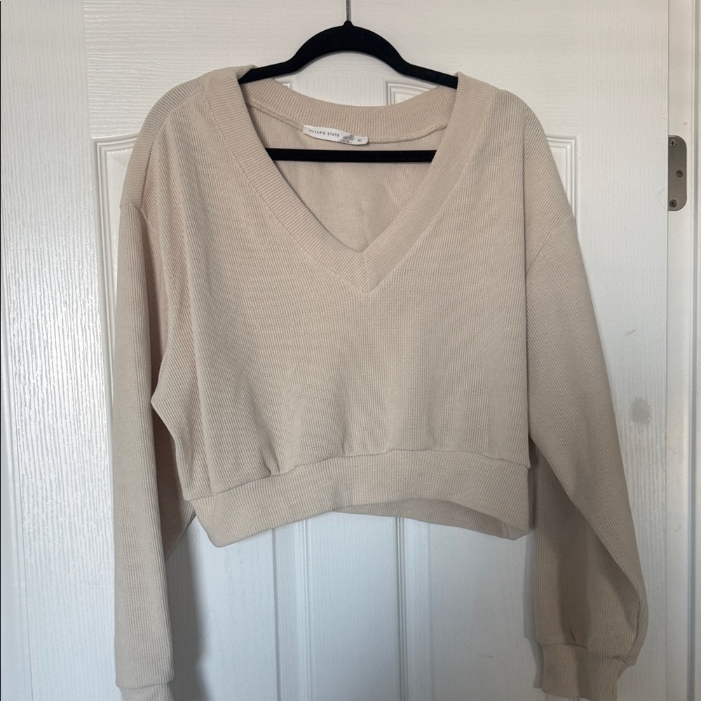 Altar'd State Cream V-Neck Sweater